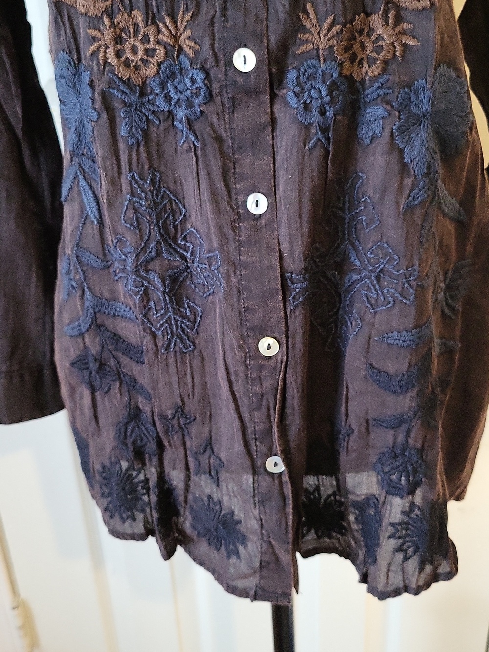 Kyla Seo "Tiya" Deep Ocean Button-down Shirt - Picture 3 of 9